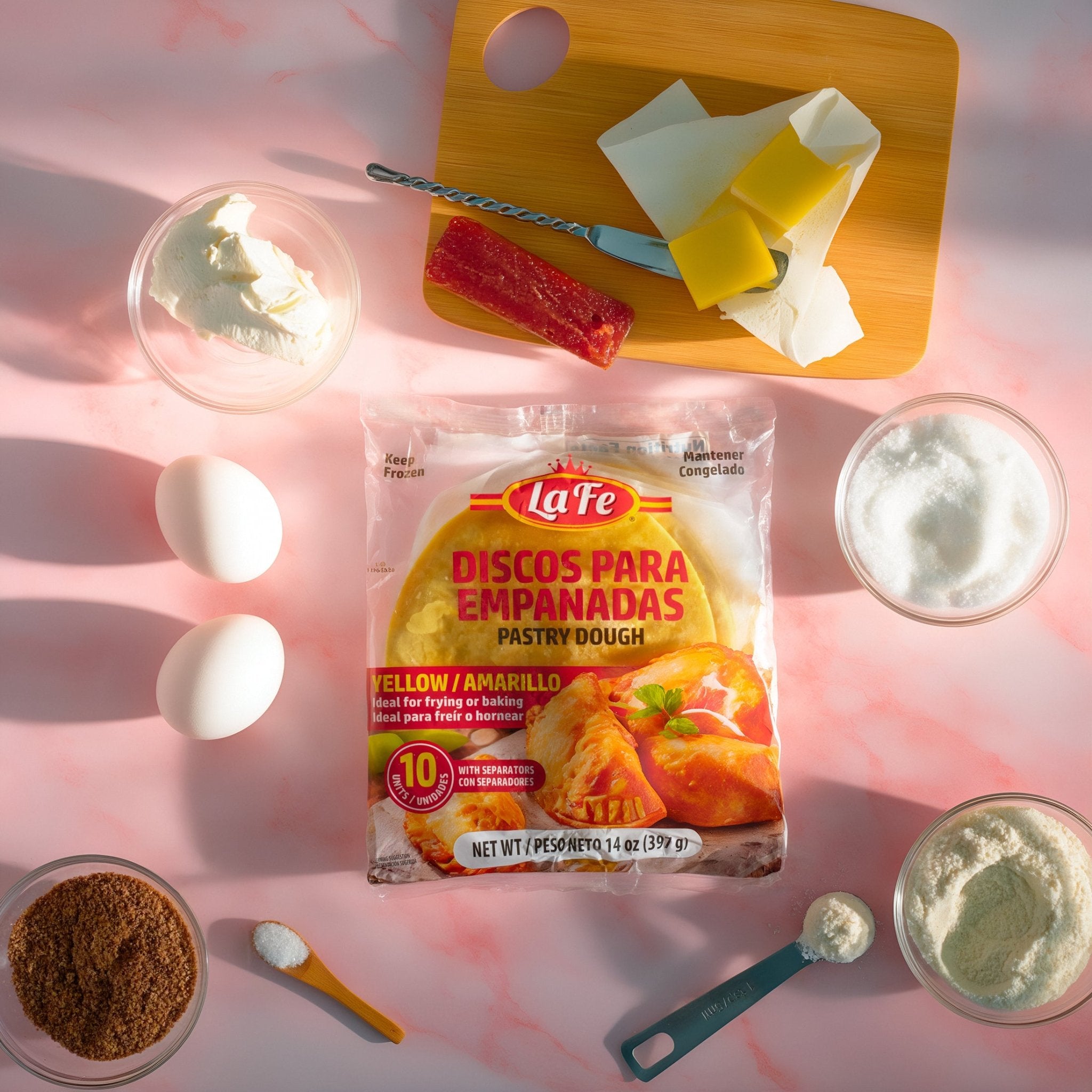 LA FE Discos para Empanadas - yellow pastry dough, perfect for authentic Latin recipes and vibrant flavors.