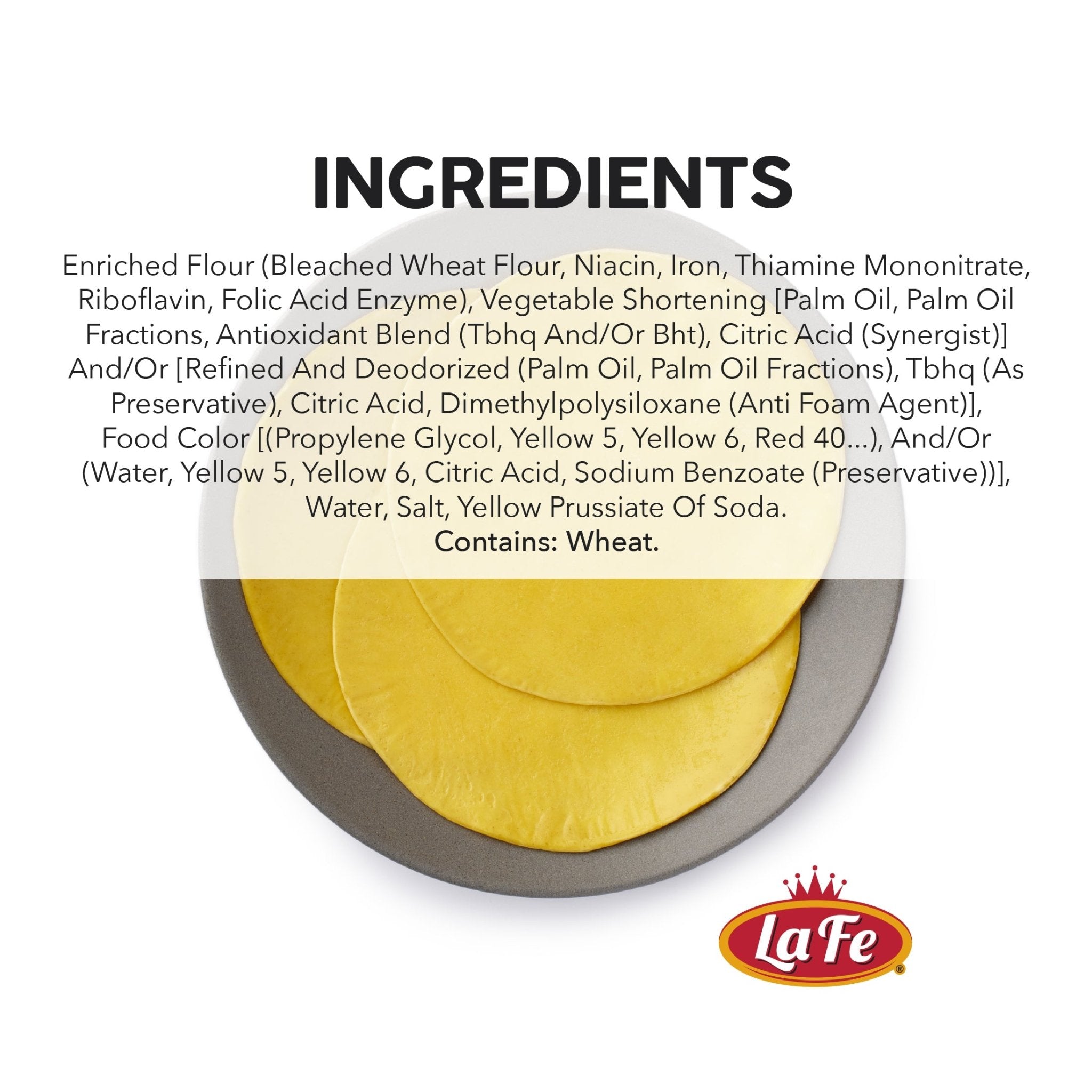 LA FE DISCO COLOR-SMALL ingredients list showcasing vibrant colors and quality for authentic Latin food.