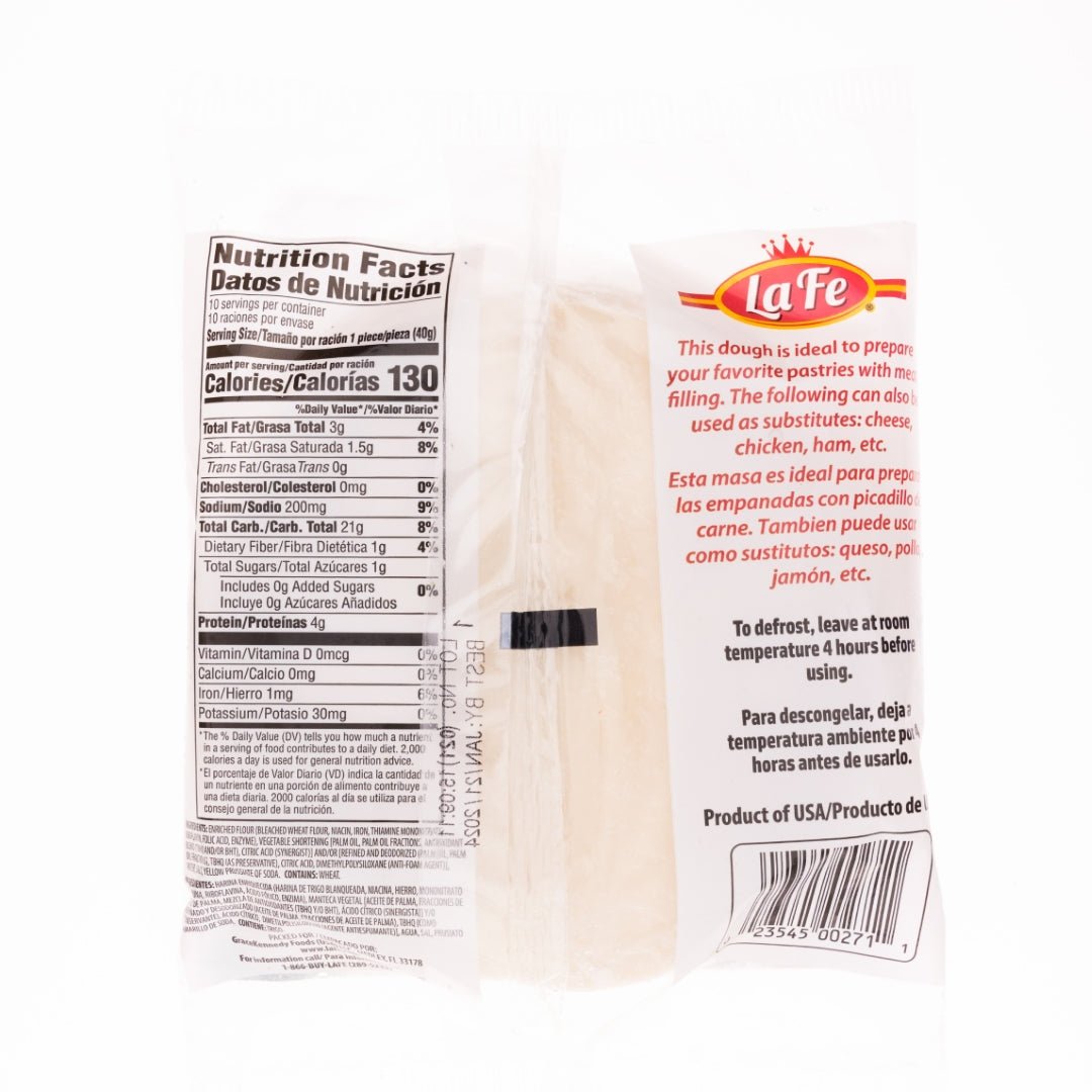 LA FE special white flour tortillas, perfect for tacos and burritos, quality ingredients for authentic Latin meals.