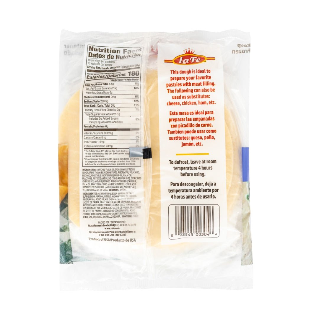 La Fe Discos White packaging showcasing high-quality tortillas for authentic Latin food, ideal for creating delicious meals.