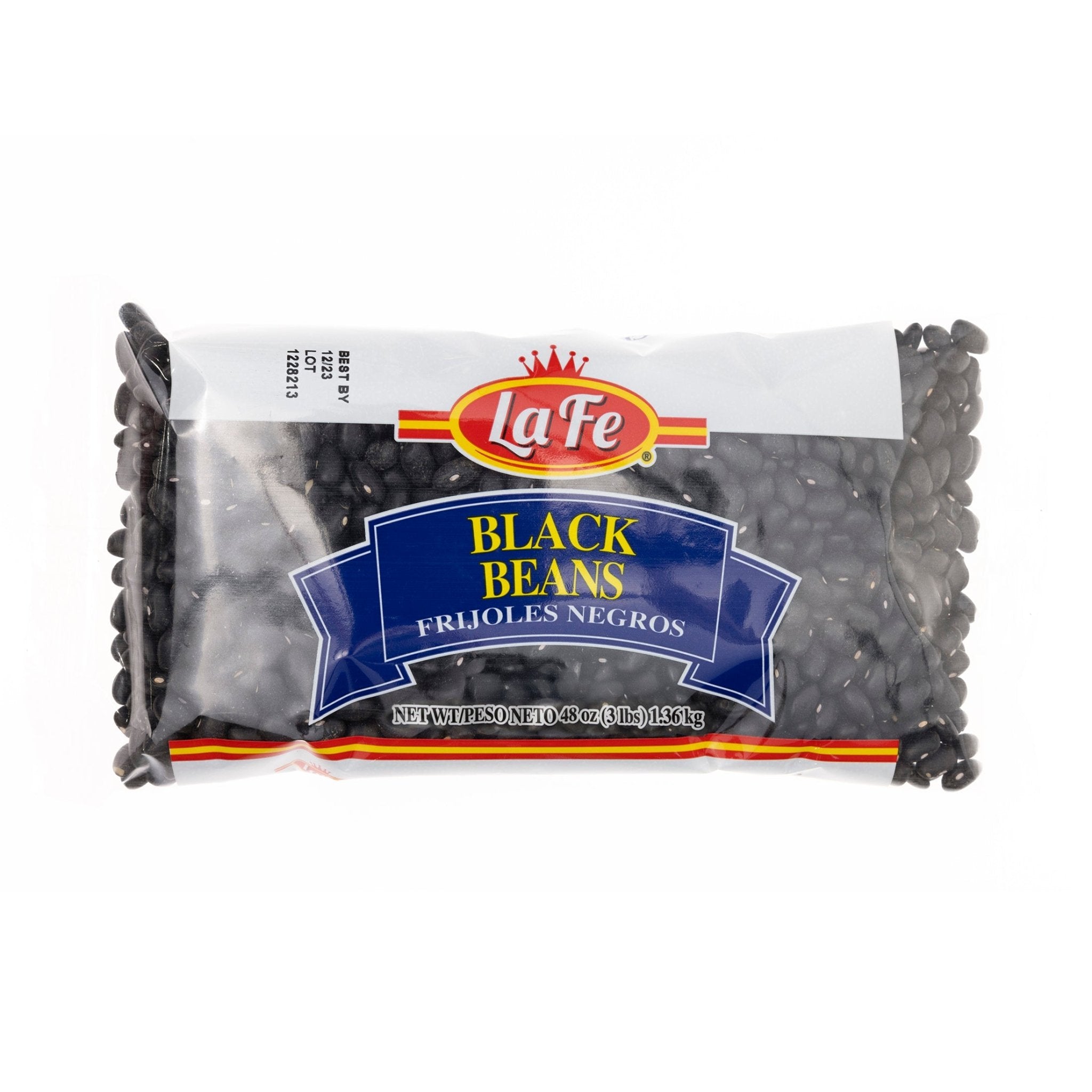 La Fe Dry Black Beans 6x3 lb pack, high-quality black beans perfect for authentic Latin recipes.