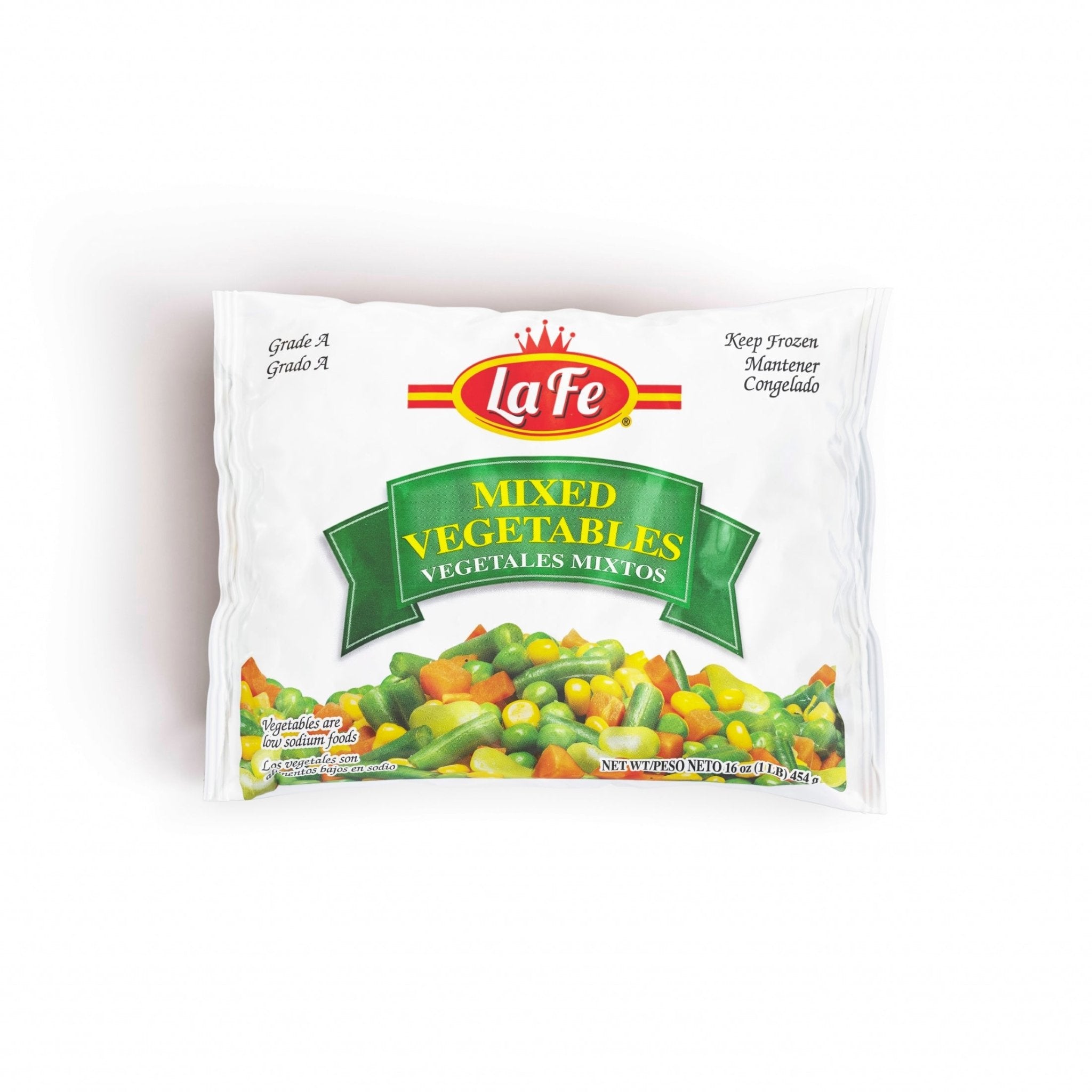 La Fe Mixed Vegetables bag, frozen quality with tropical flavors for authentic Latin meals, perfect for Latin food lovers.