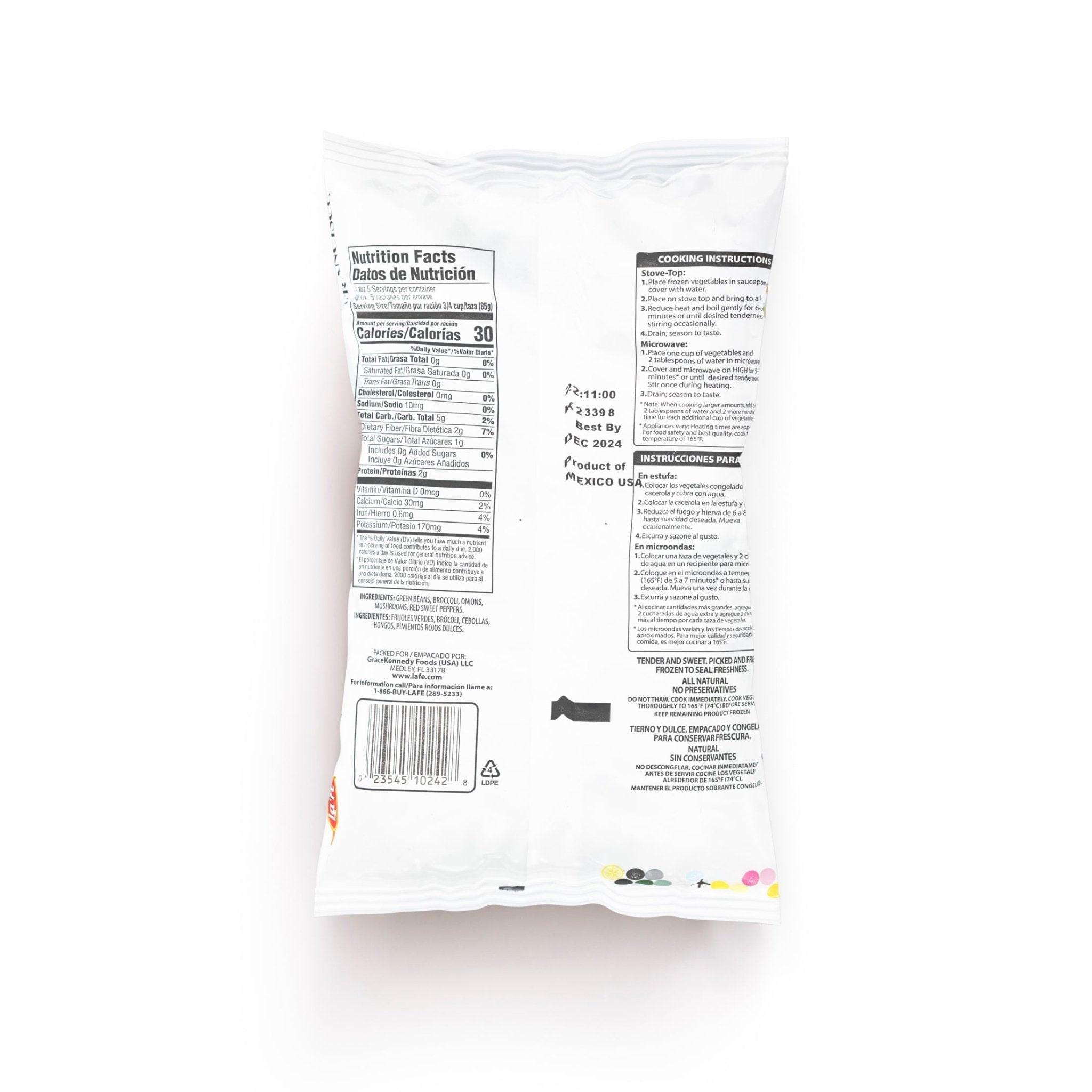 La Fe Blend San Francisco packaging showcasing nutrition facts, perfect for fresh Latin food lovers seeking quality flavors.