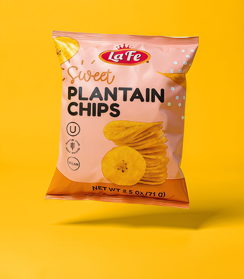 La Fe Sweet Plantain Chips package showcasing authentic Latin flavors and high-quality Latin food snacks.