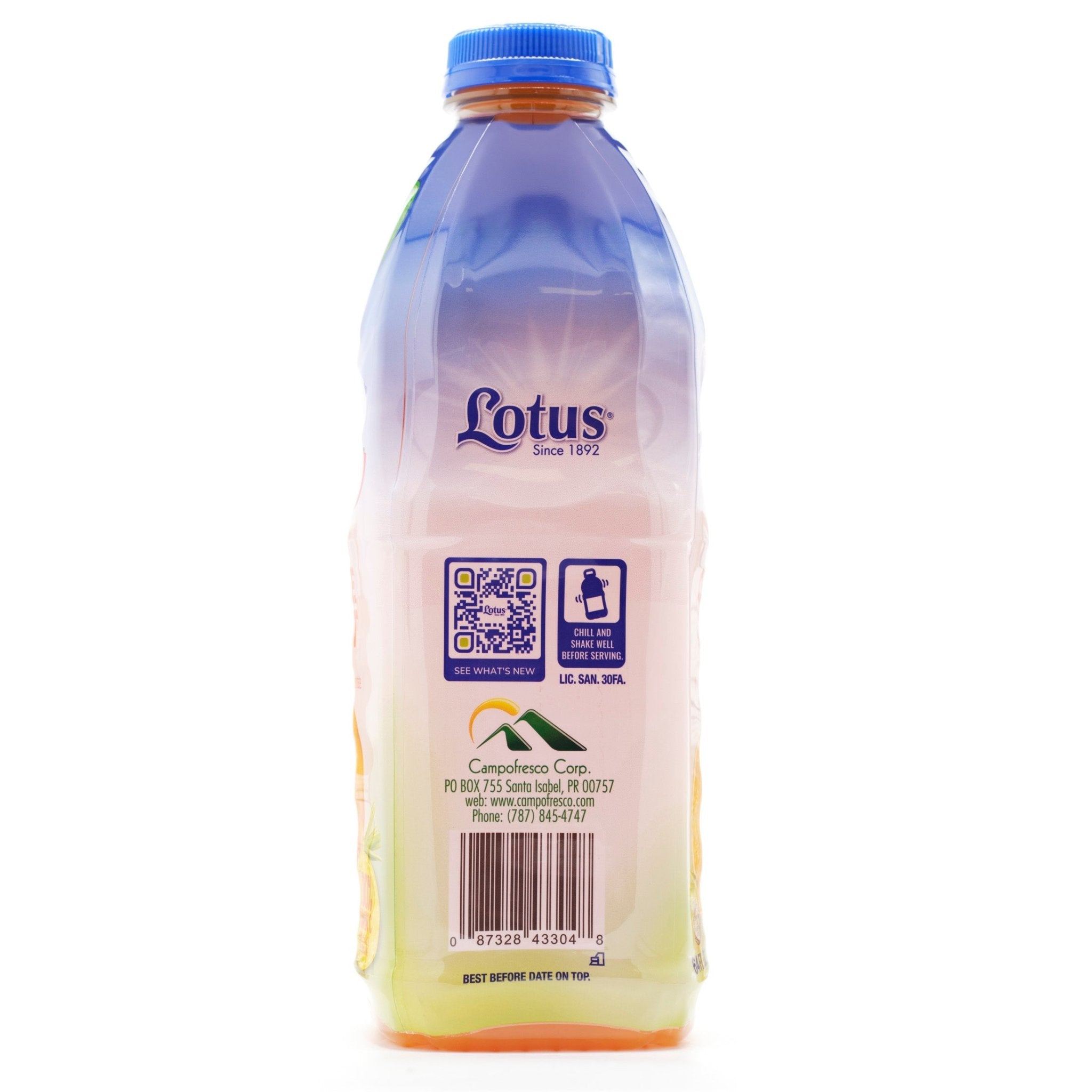 LOTUS ORANGE-&-CARROT beverage bottle, rich in vitamins, perfect for authentic Latin flavors and healthy nutrition.