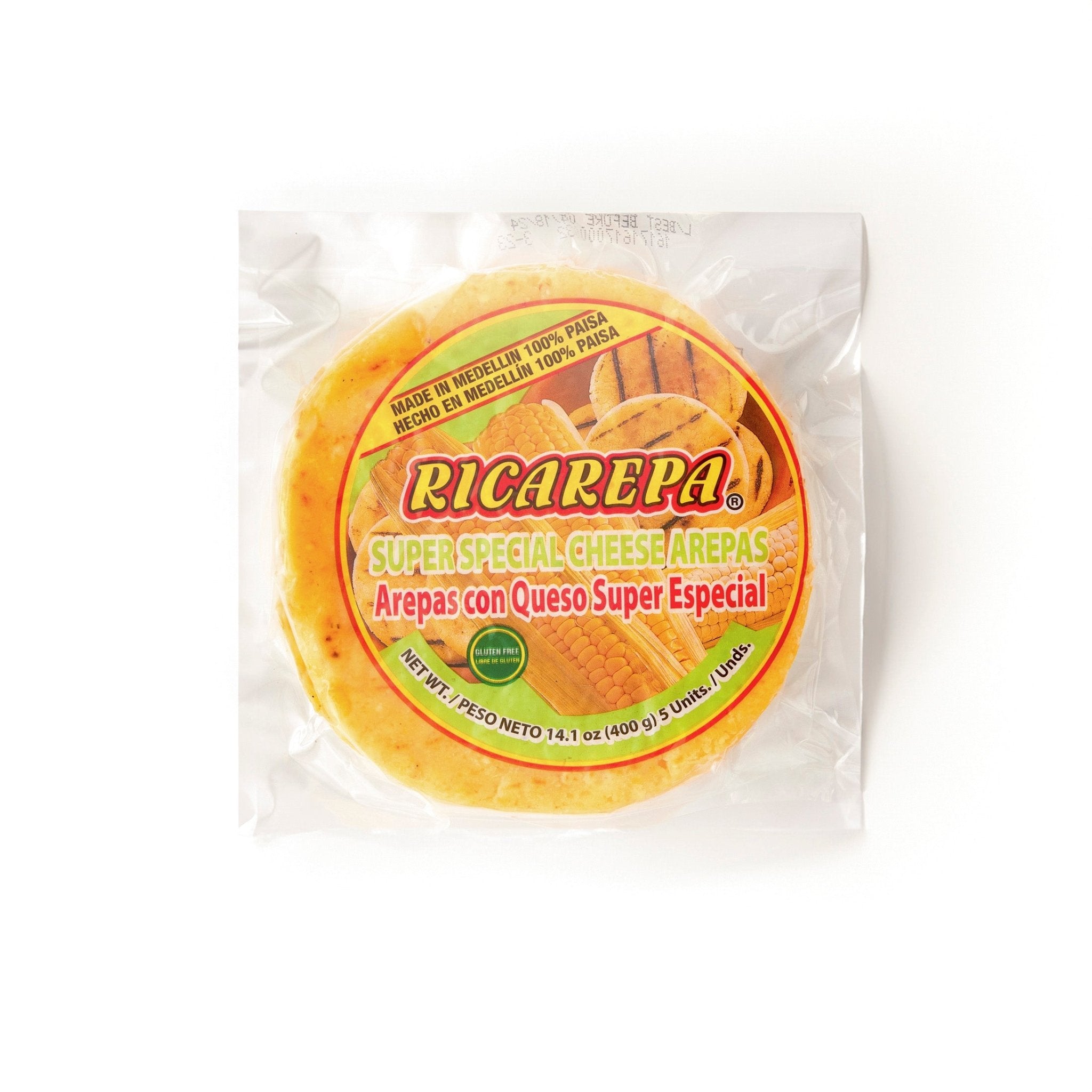 Ricarepa Super Especial Arepas con Queso, a delicious Latin food product packed with tropical flavors and quality ingredients.