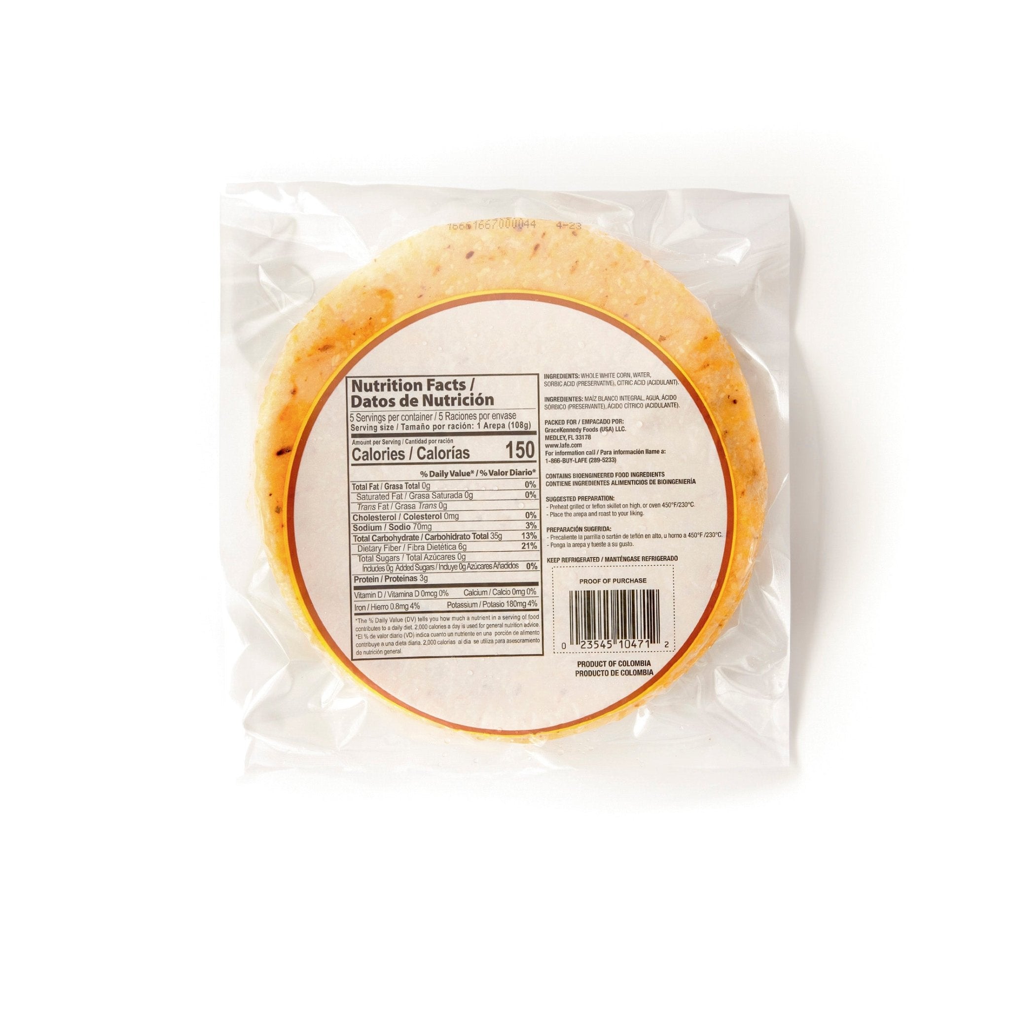 Nutrition facts label on RICAREPA 12/19 oz Integral, a healthy choice in Latin food products.