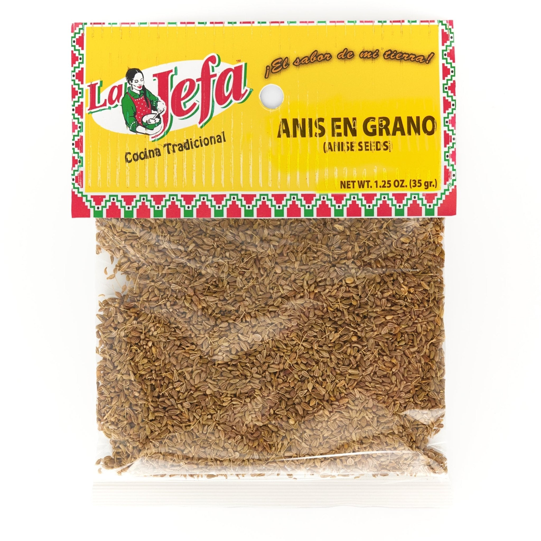 LA JEFA ANIS EN-GRANO 1.25 oz pack, ideal for authentic Latin food, enhancing flavors in both sweet and savory dishes.