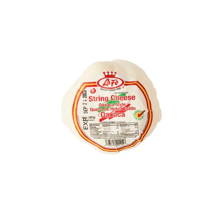 LAFE QUESO OAXACA string cheese, authentic Latin flavor, perfect for melting and snacking, 12/14 oz packaging.