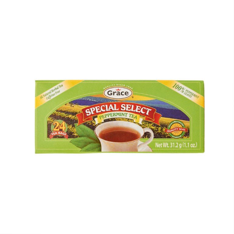 Grace Tea Peppermint 24 tea bags, refreshing mint flavor, perfect choice for quality Latin foods, enhancing your morning routine.