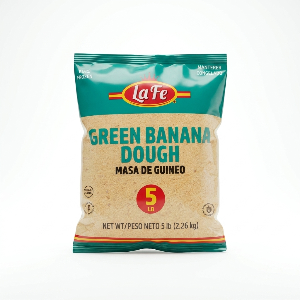 La Fe Sweet Plantain Chips package on a bright yellow background, showcasing quality Latin snack options.