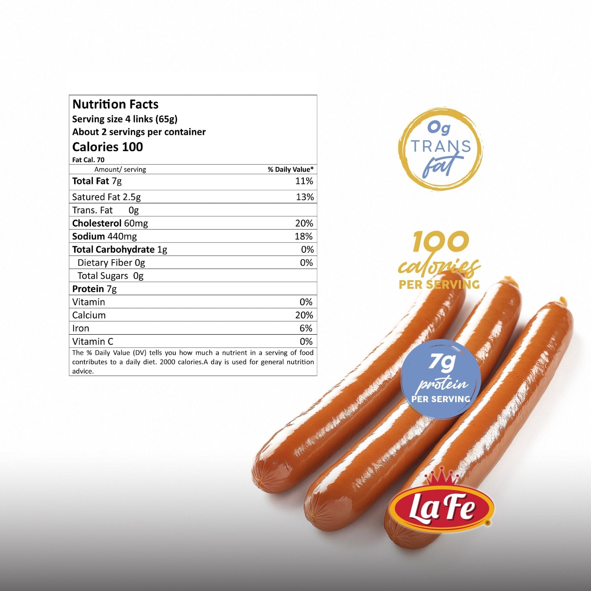 La Fe Chicken Vienna Sausages with nutrition facts, a healthy, protein-packed option for your meals. Quality Latin food.