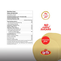 Nutrition facts for LA FE DISCO COLOR-SMALL showcasing quality ingredients and no added sugars for fresh Latin food lovers.