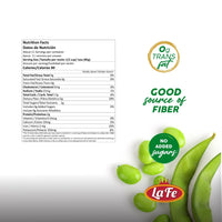Nutrition facts for La Fe Veg Baby Lima, highlighting 0g trans fat and fiber-rich quality ingredients.