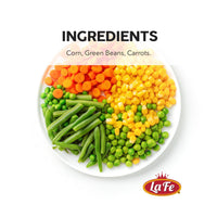 La Fe mixed vegetables featuring corn, green beans, carrots, perfect for authentic Latin meals.