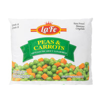 La Fe Veg-2 Peas & Carrots bag, a convenient frozen blend of quality Latin vegetables for authentic Latin meals.