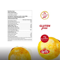 Nutrition facts for LAFE SWEET CORN AREPA, gluten-free, 10g protein per serving, quality Latin food with no trans fat.