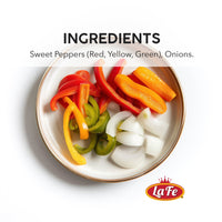 La Fe Blend of sweet red, yellow, green peppers and onions for authentic Latin cooking.