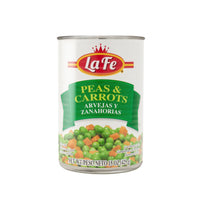 La Fe Peas & Carrots canned vegetables, a quality option for nutritious meals and authentic Latin flavors.
