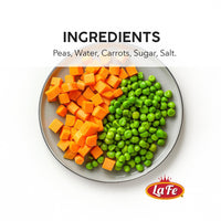 Fresh ingredients of LAFE VEG CAN PEAS & CARROTS: peas and carrots, perfect for nutritious, convenient meals.
