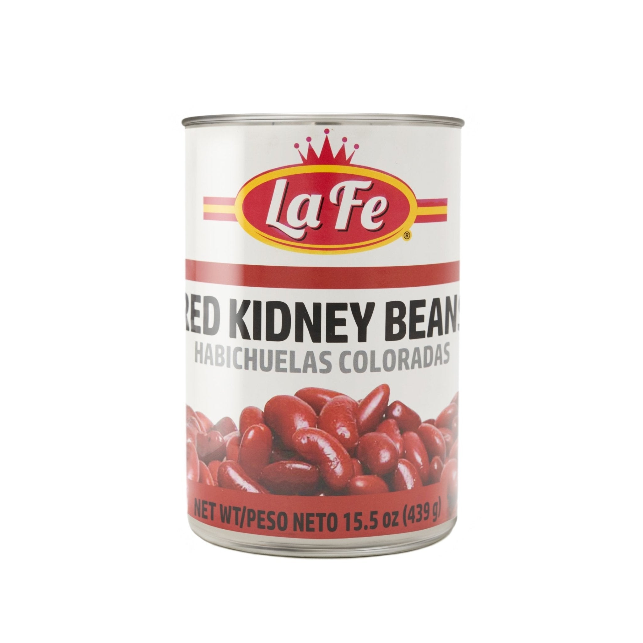 La Fe Red Kidney Beans 15.5 oz can, nutritious and versatile for healthy Latin meals, packed with flavor and quality.