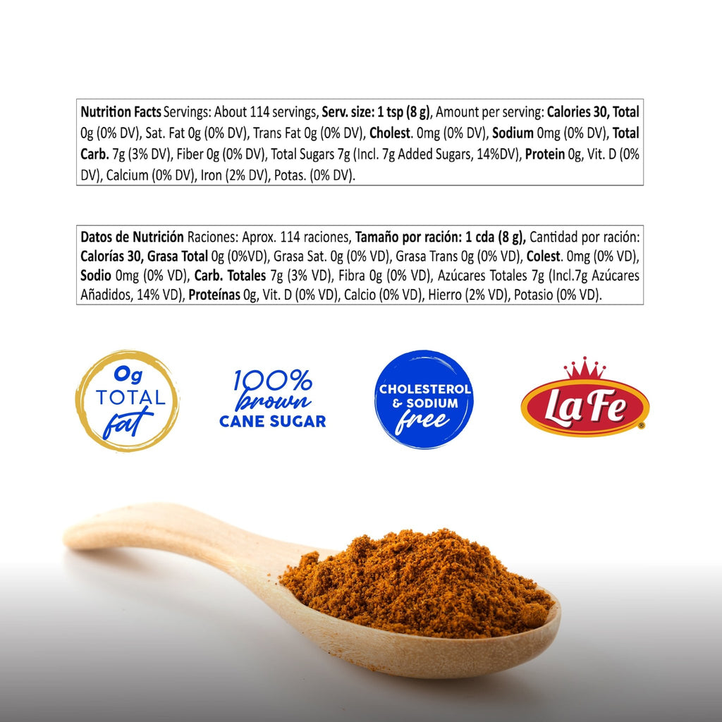 Nutrition facts and ingredients for FELA PANELA TEJITOS showcasing key quality attributes and flavors.