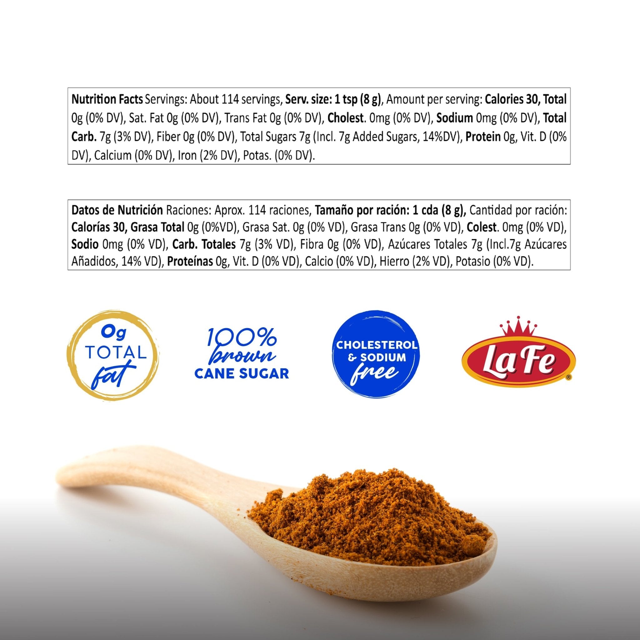 Nutrition facts and ingredients for FELA PANELA TEJITOS showcasing key quality attributes and flavors.