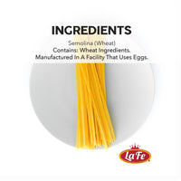 Ingredients for La Fe Pasta Spaghetti: Semolina (Wheat), made in a facility that uses eggs for quality Latin foods.