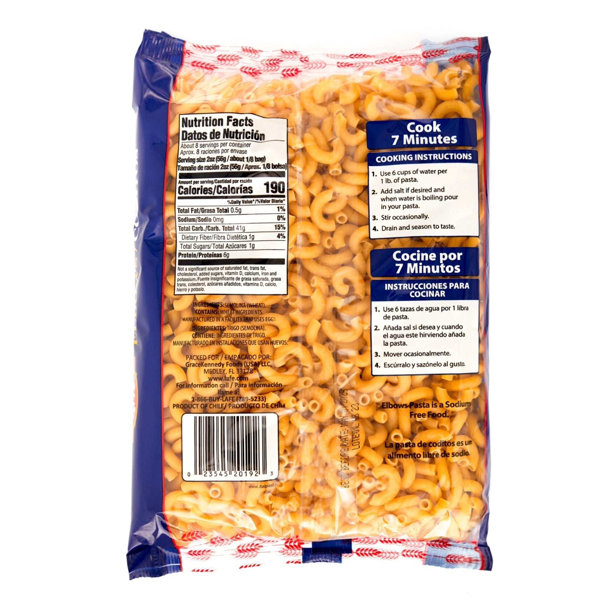 LA FE Pasta Salad Elbow 20 oz package, perfect for authentic Latin food and flavorful pasta salad recipes.