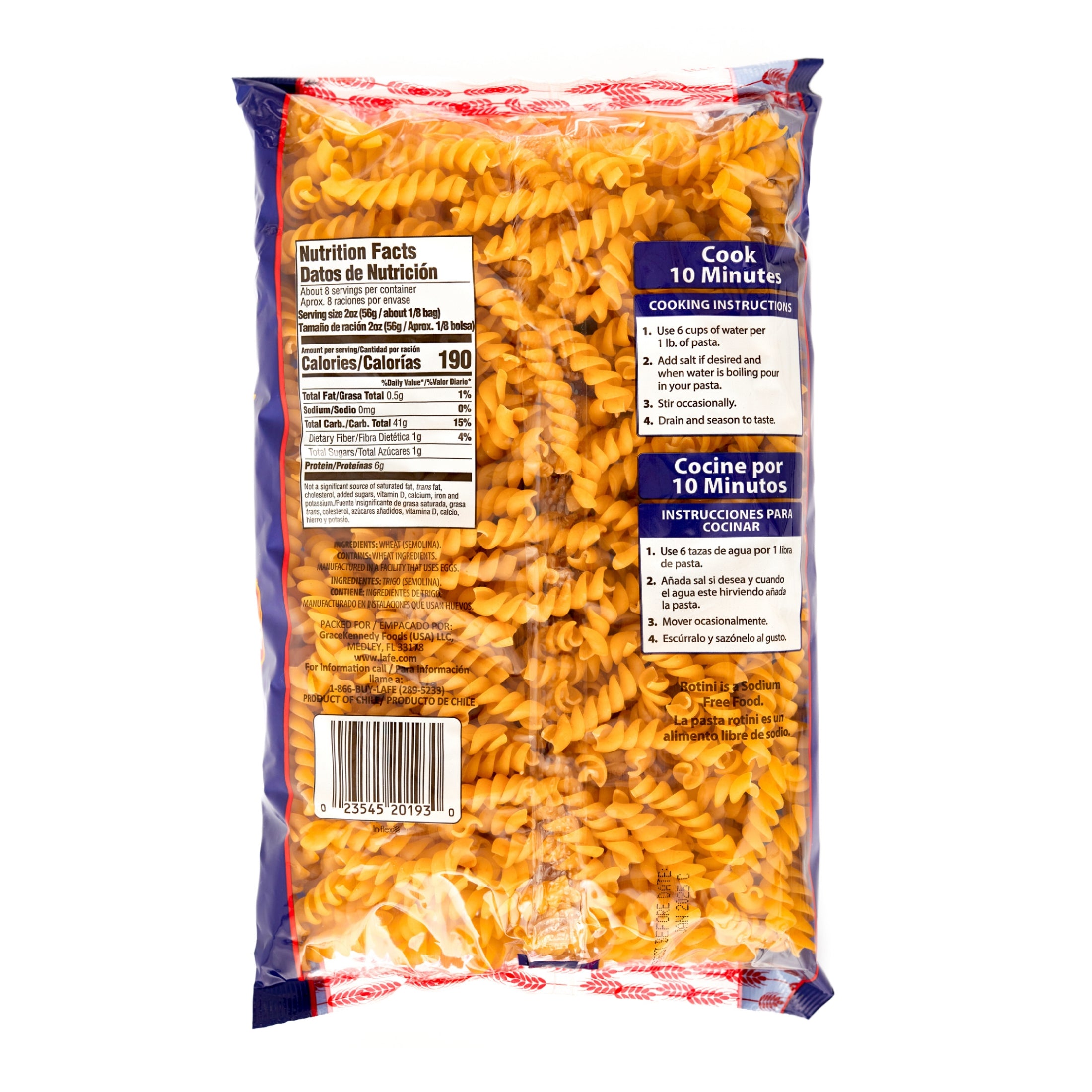 LA FE PASTA ROTINI 20/16 OZ