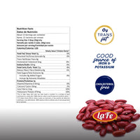 La Fe Frijol de Seda Small nutrition facts label showing healthy ingredients and benefits, ideal for quality Latin food.