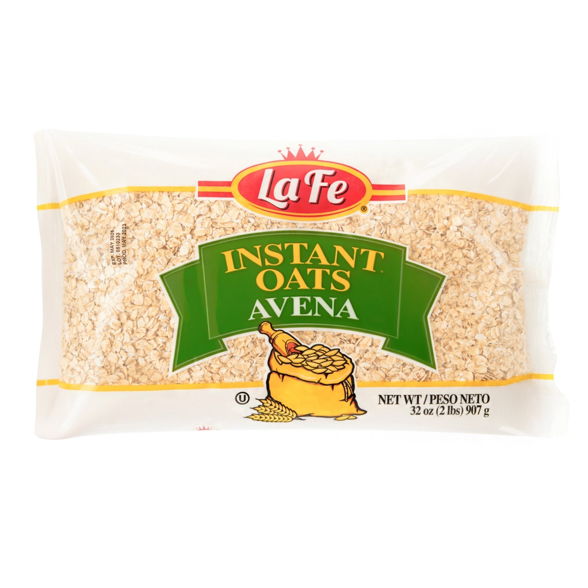 La Fe Instant Oats packaging showcasing quality Latin foods, perfect for a nutritious breakfast from a trusted Hispanic food brand.