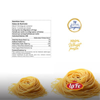 Nutrition facts for La Fe Pasta Fidelini Fideos showcasing quality ingredients for authentic Latin food.