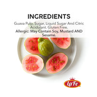 La Fe Guava Paste ingredients including guava pulp and sugar, illustrating authentic Latin flavors for quality Latin foods.