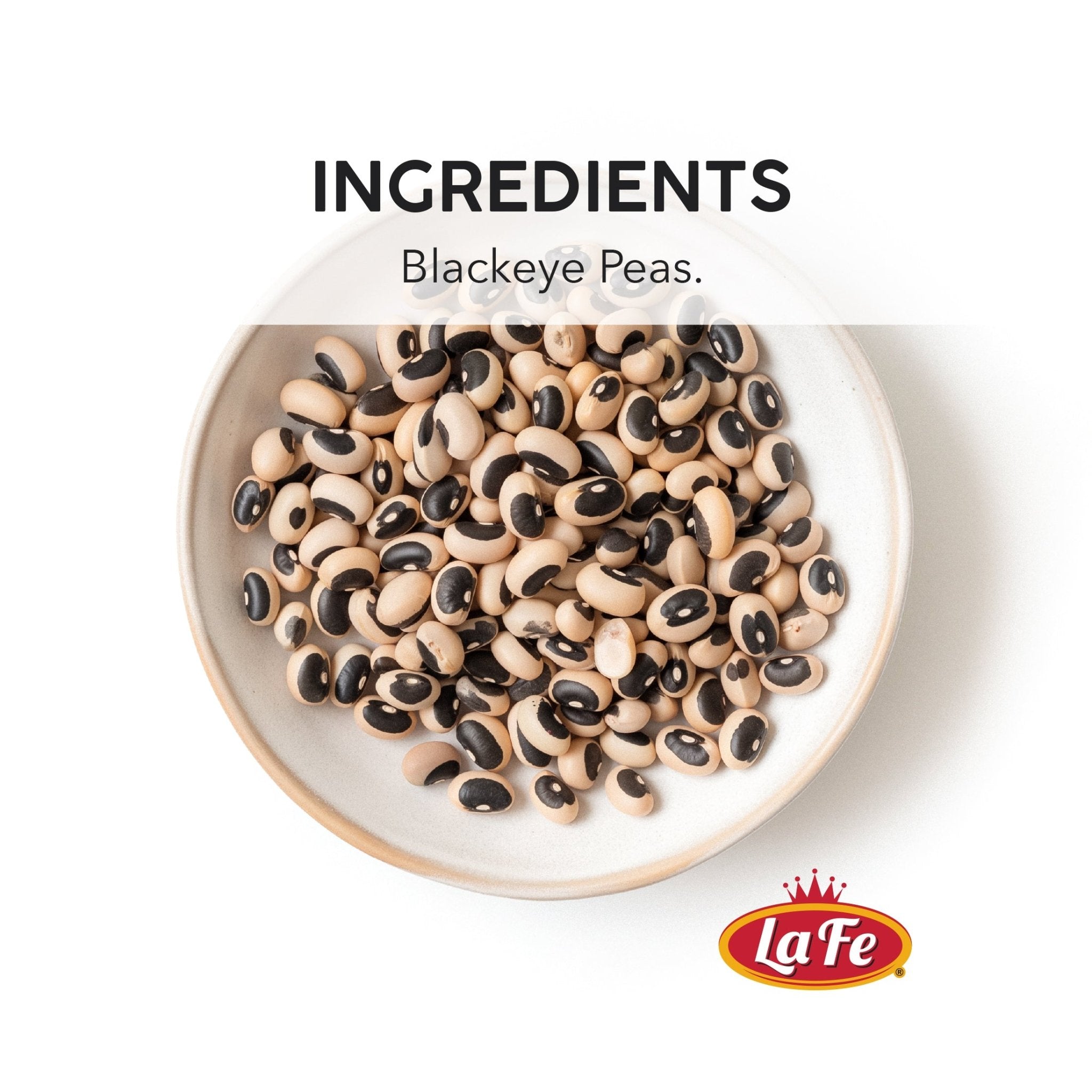 La Fe Dry Blackeye Peas in a bowl, perfect for authentic Latin meals and nutritious cooking.