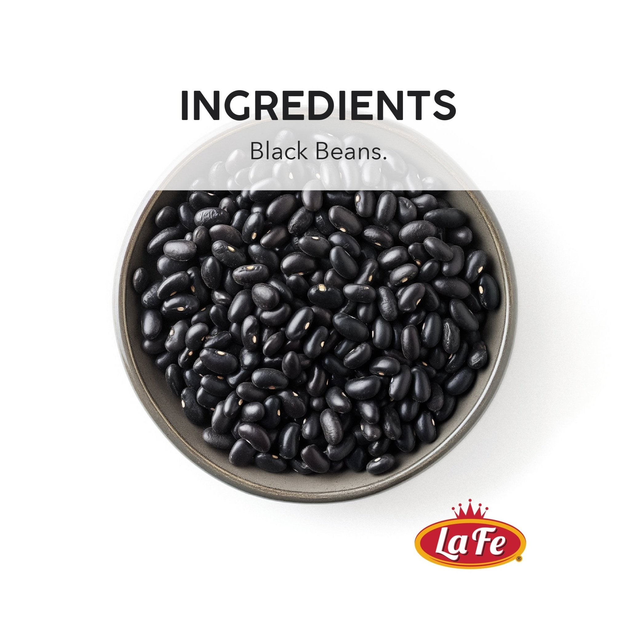 LA FE dry black beans in a bowl, nutritious and versatile ingredient for authentic Latin food.