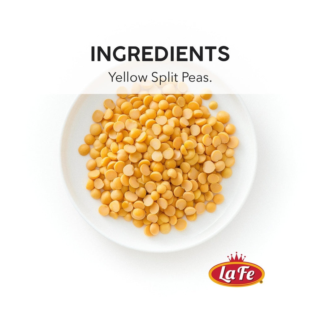 La Fe Yellow Split Peas in a bowl, perfect for authentic Latin recipes and nutritious meals. Buy Latin food online.