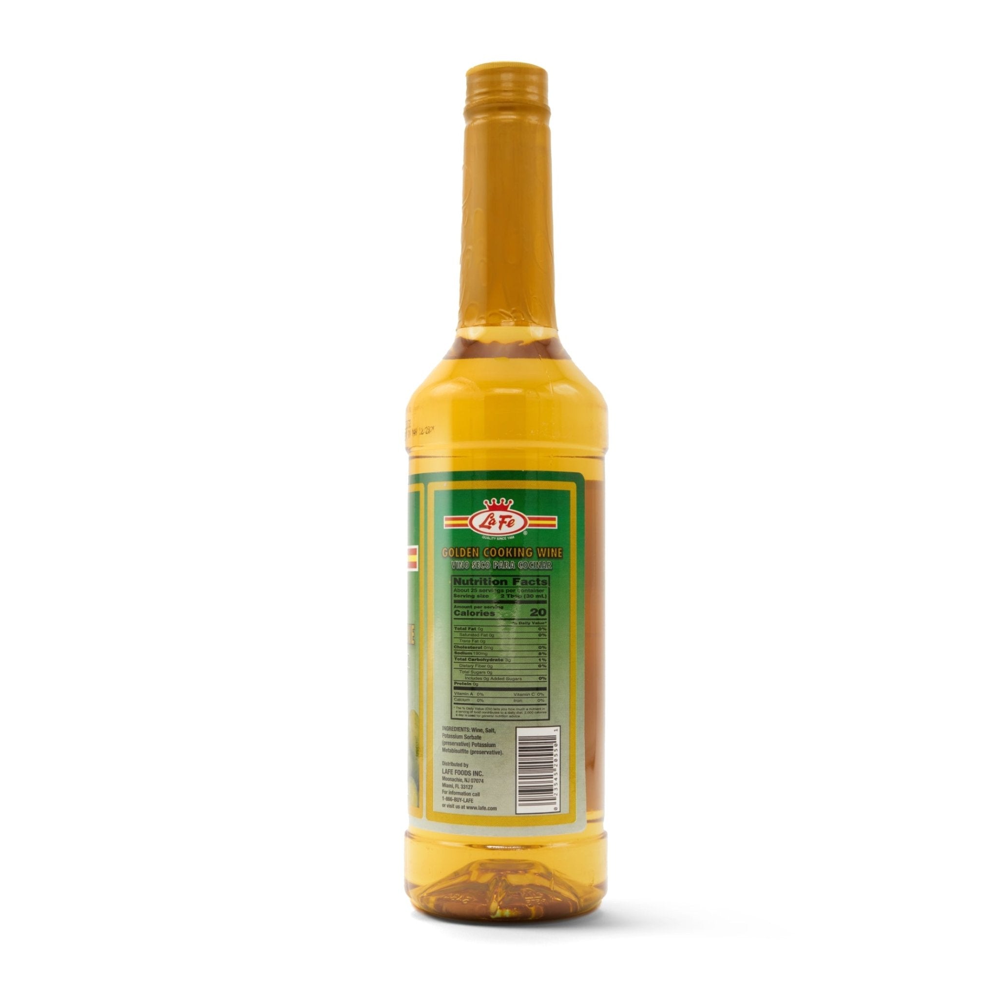 LA FE GOLDEN COOKING WINE bottle showcasing rich flavors for authentic Latin dishes and quality cooking.