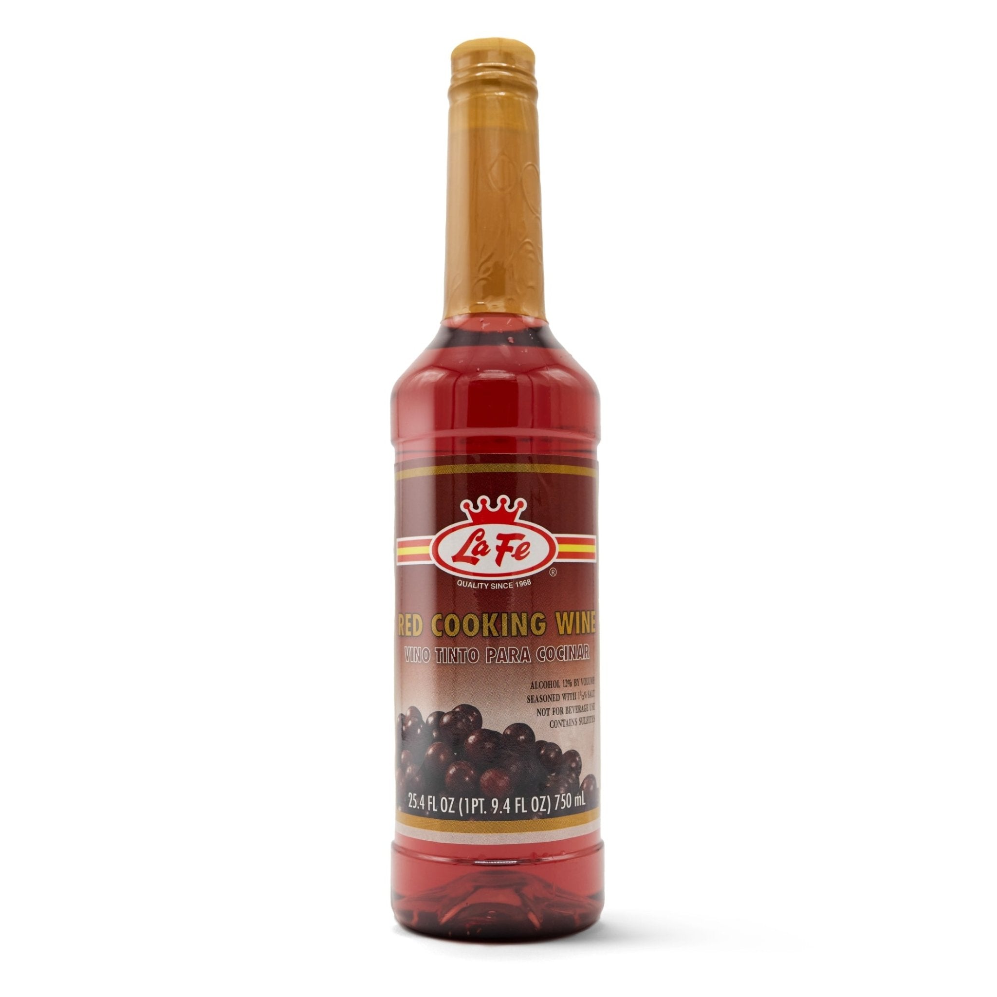 LA FE Red Cooking Wine bottle, ideal for enhancing flavors in authentic Latin food and cooking.