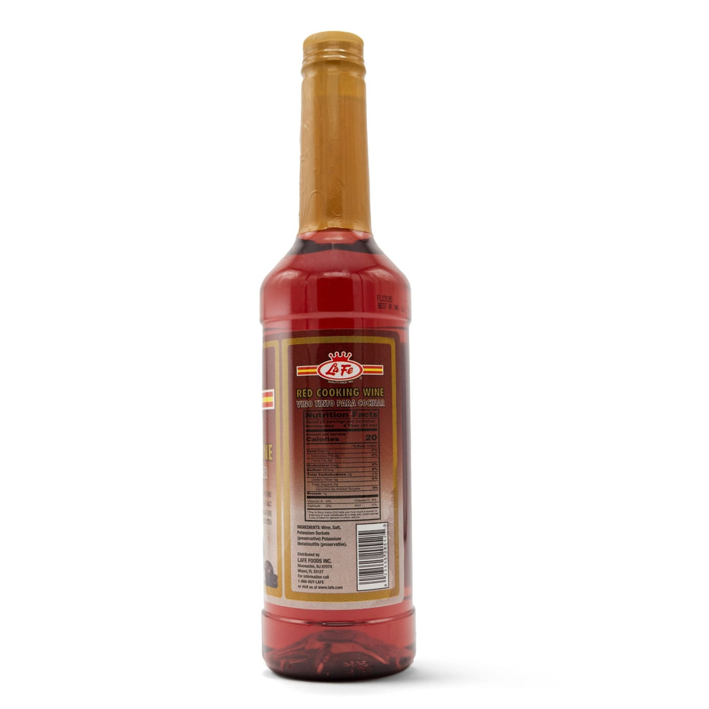 LA FE red cooking wine bottle, essential for enhancing flavors in authentic Latin dishes and recipes.