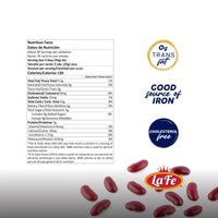 Nutrition facts for La Fe Dry Light Red Kidney Beans, highlighting health benefits and essential nutrients.
