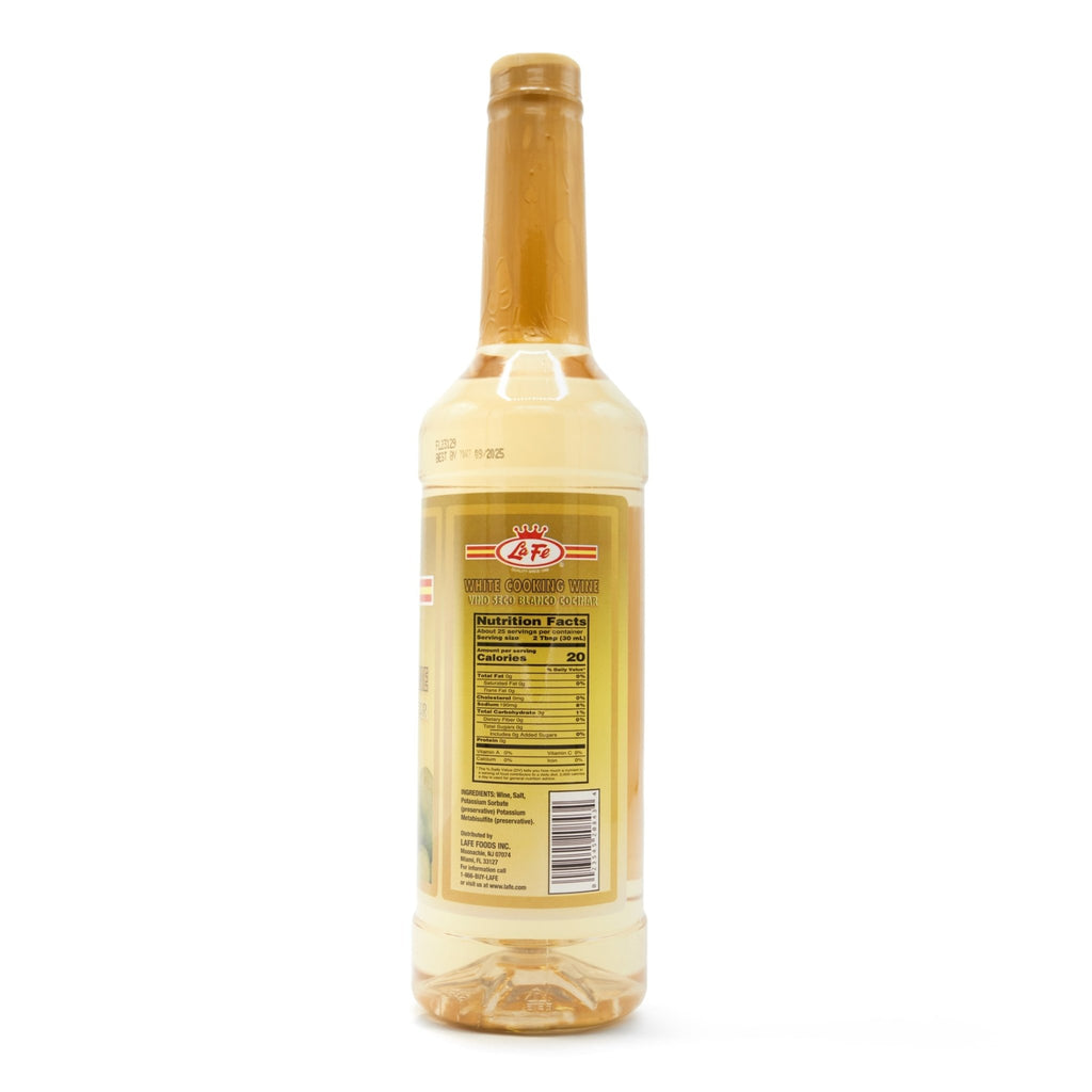 LA FE white cooking wine bottle, perfect for enhancing Latin flavors in your dishes, 25.4 fl oz.