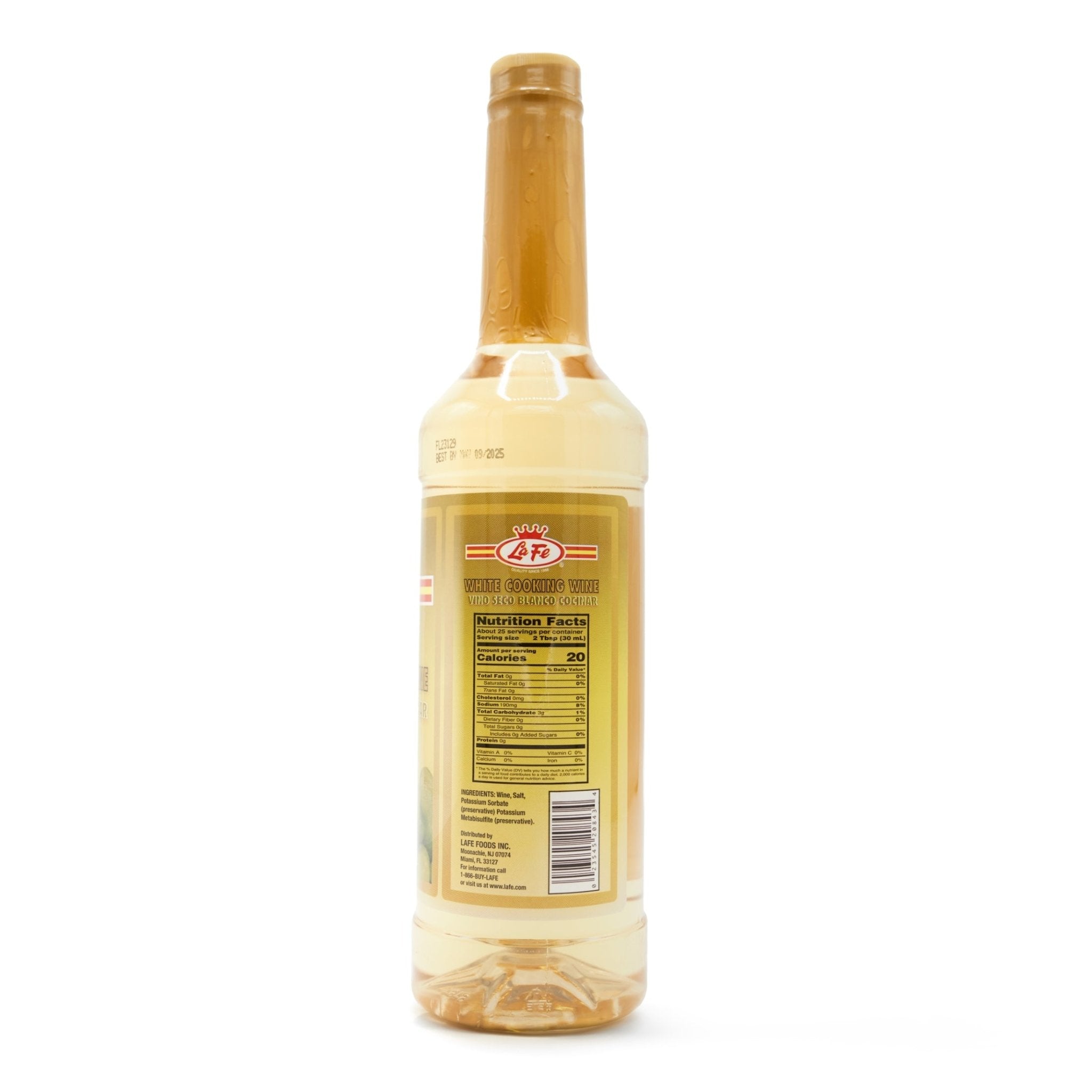 LA FE white cooking wine bottle, perfect for enhancing Latin flavors in your dishes, 25.4 fl oz.