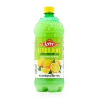 La Fe Lemon Juice 32 oz bottle, perfect for authentic Latin cooking and refreshing beverages, enhancing your favorite dishes.