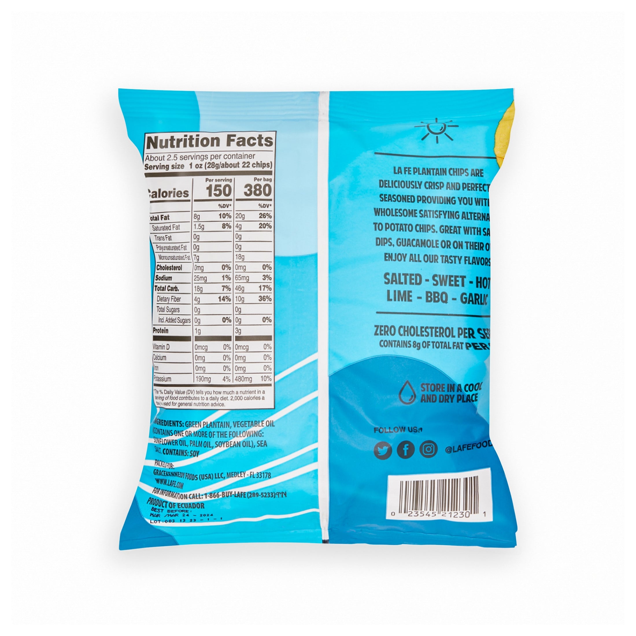 LA FE CHIPS PLANTAIN SALTED 24/2.5 OZ