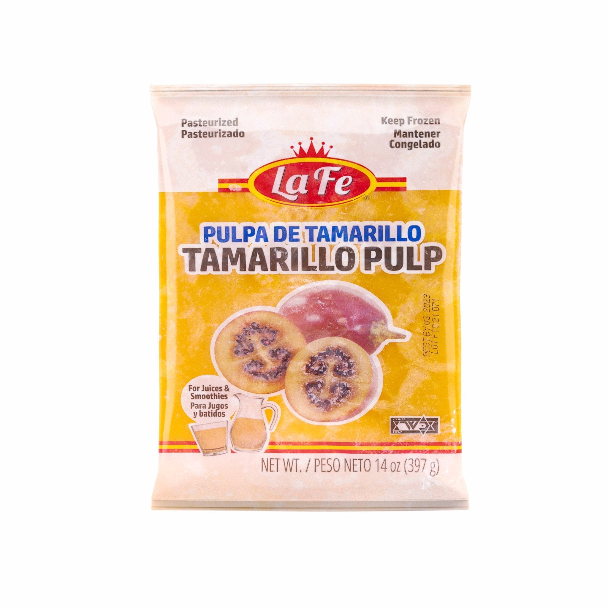 La Fe Tamarillo Pulp 14 oz, authentic Latin food for tropical flavors in Latin grocery and frozen foods.