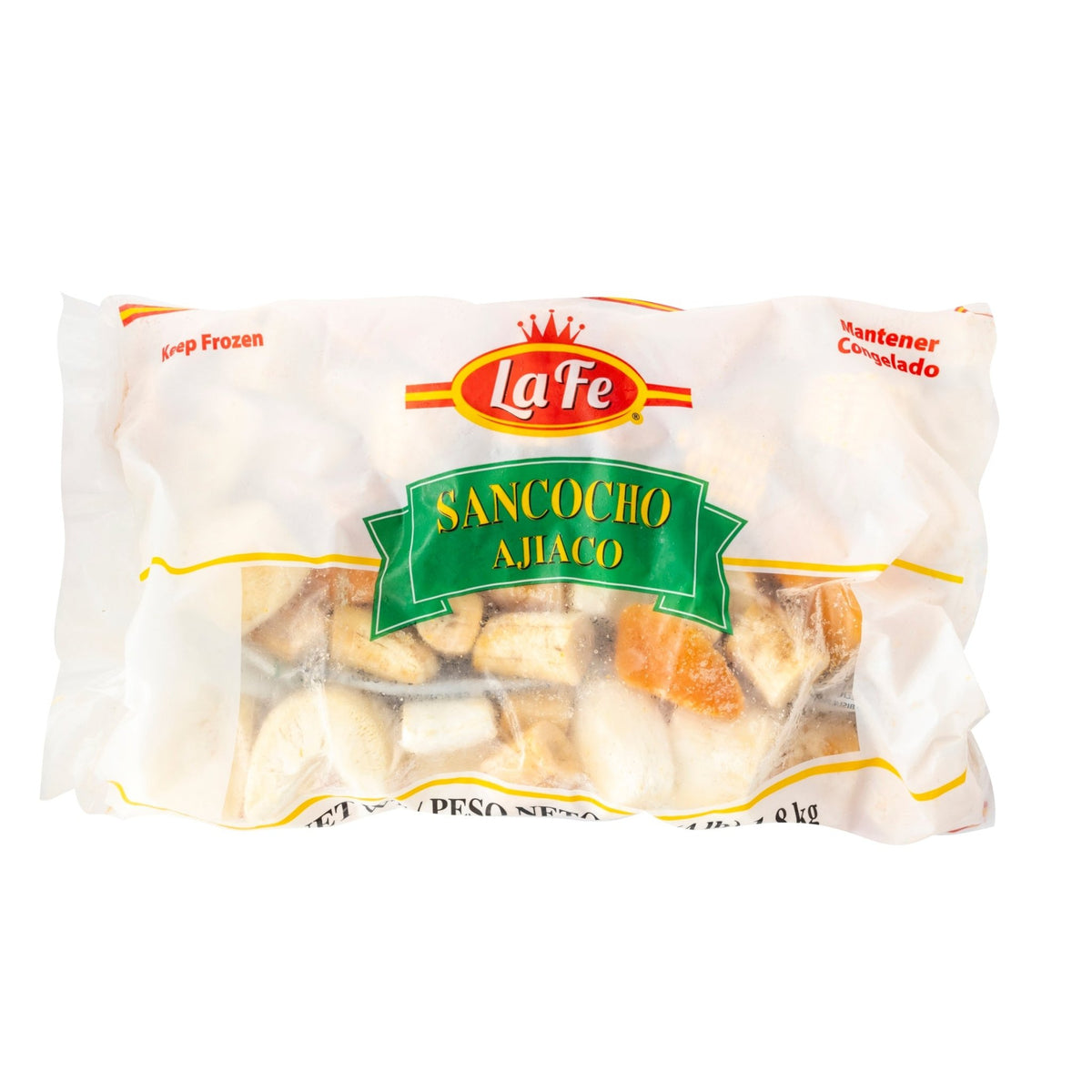 La Fe Sancocho frozen soup package, rich in authentic Latin flavors and quality ingredients for a hearty meal.