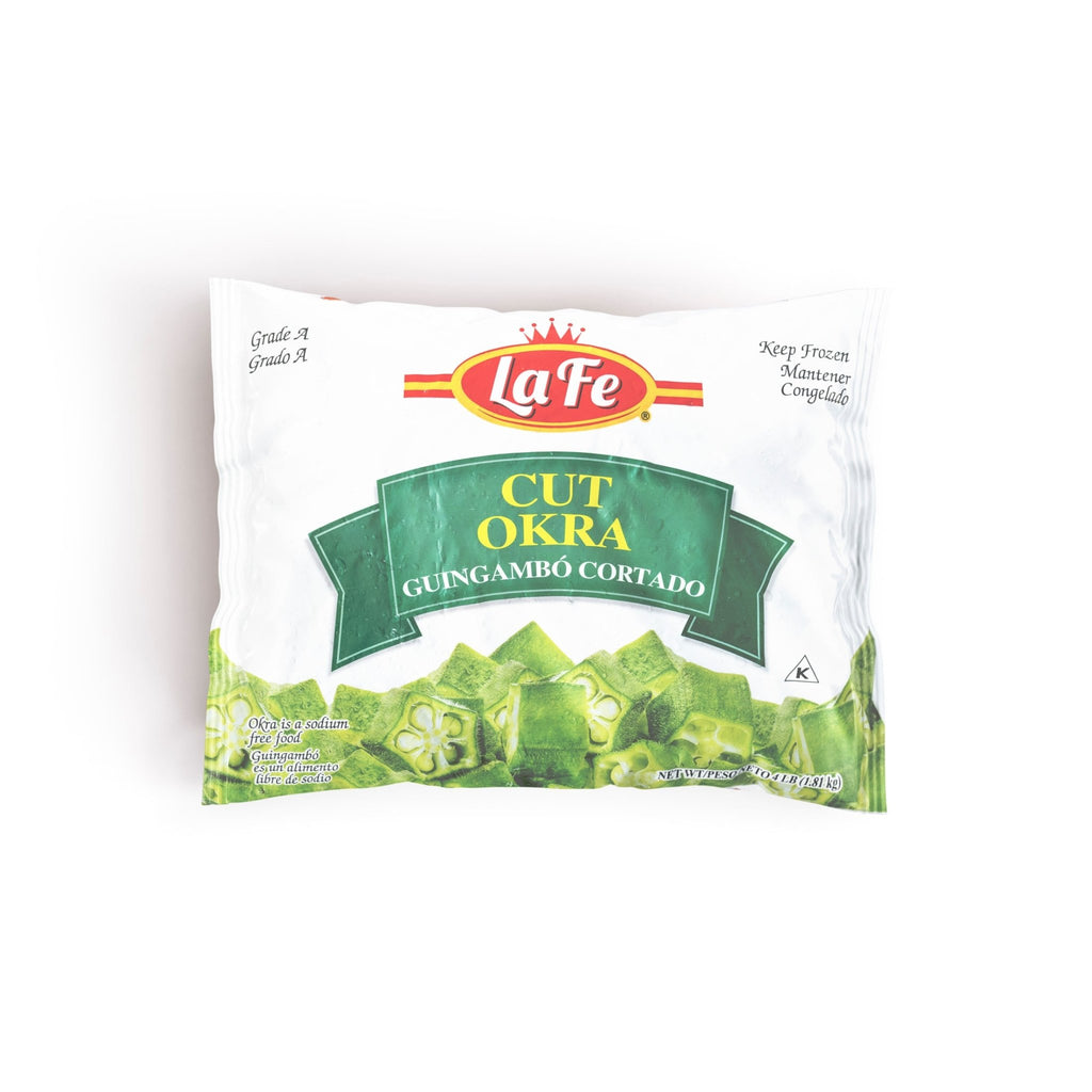 LAFE VEG-4 CUT OKRA 6/4 LBS, quality frozen okra for authentic Latin meals, perfect for Hispanic recipes, fresh and nutritious.