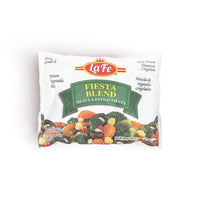 La Fe Fiesta Blend frozen vegetables package, perfect for adding tropical flavors to your meals. Buy quality Latin food online.