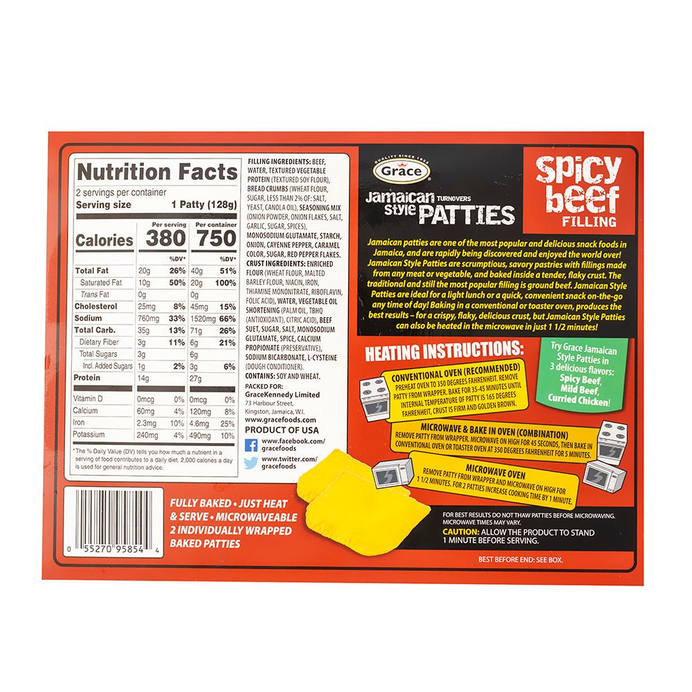 GRACE PATTY SPICY BEEF nutrition facts and instructions, authentic Latin food with tropical flavors for quality meals.